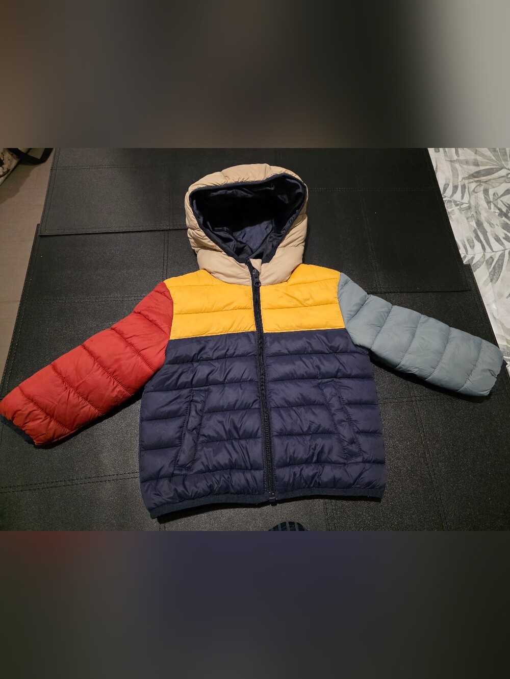 Kids Colorblock Puffer Jacket - Navy, Yellow, Red, Gray 2 Ans Goerge